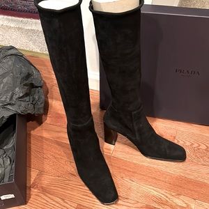 Prada Black Suede Pull on Boots BRAND NEW!!!!